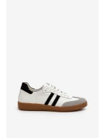 Zazoo N1068 Skórzane Niskie Sneakersy Damskie Białe