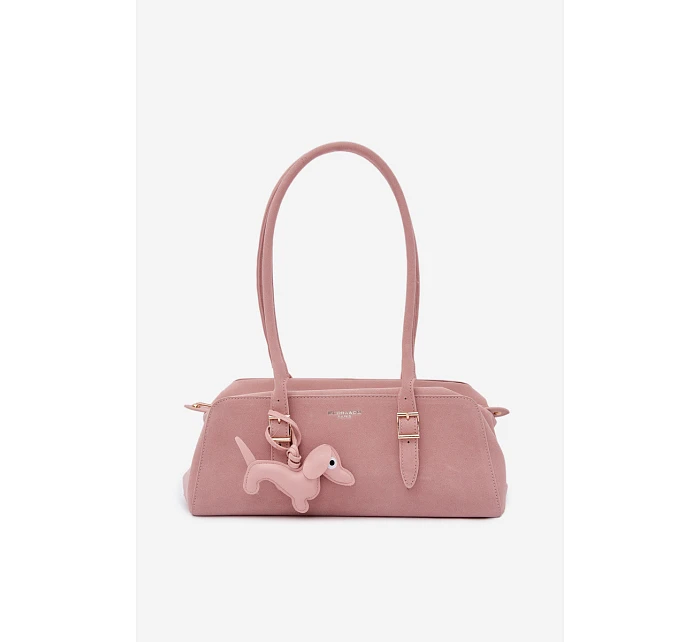 Kabelka z imitace semiše s přívěskem růžová model 22111596 - Flora&Co