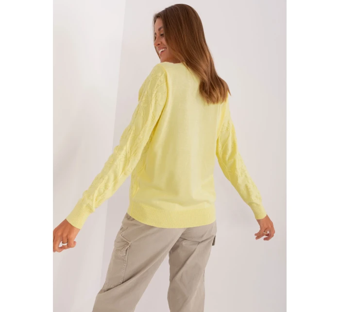 Sweter AT SW model 18895618 jasny żółty - FPrice Sweter AT SW model 18895618 jasny żółty - FPrice