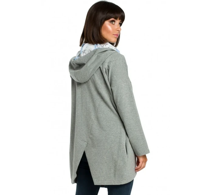 B091 Mikina s kapucňou Oversized na zips - čierna