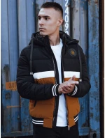 Kurtka zimowa męska pikowana z kapturem czarna FashionStreet TX4867 Kurtka zimowa męska pikowana z kapturem czarna FashionStreet TX4867