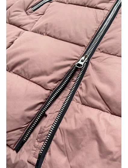 PIKOWANA DAMSKA KURTKA ZIMOWA Z KAPTUREM RÓŻ model 21242060 - Libland