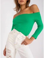 Dámska zelená bavlnená blúzka s odhalenými ramenami (4692)