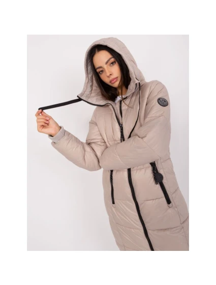 Dámská zimní bunda béžová prošívaná SUBLEVEL s ke kolenům model 21351602
