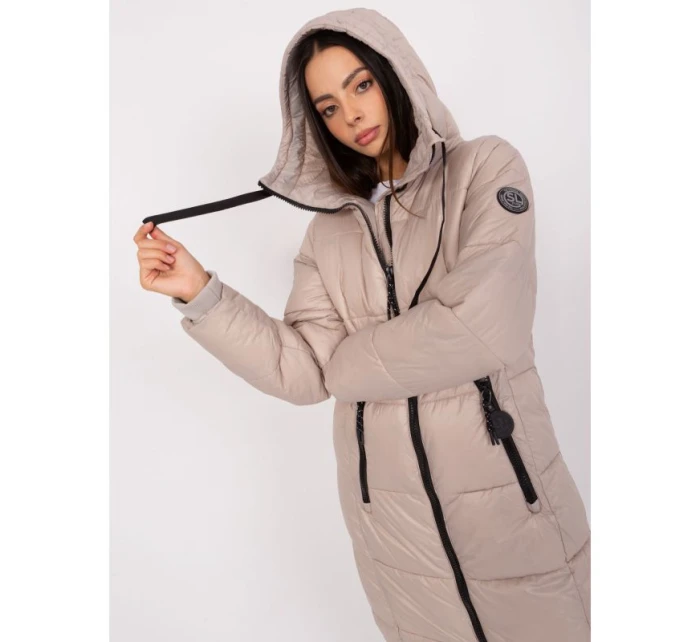 Dámská zimní bunda béžová prošívaná SUBLEVEL s ke kolenům model 21351602