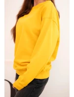 Dámska základná bavlnená mikina s okrúhlym výstrihom horčicovej farby