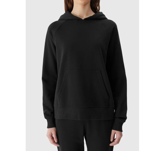 Dámska mikina bez zapínania a s kapucňou 4F - čierna