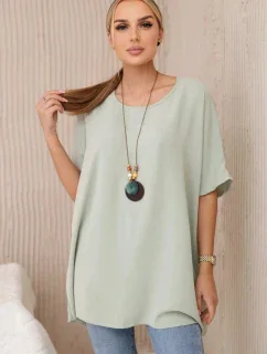 Oversized halenka s přívěskem světlá máta