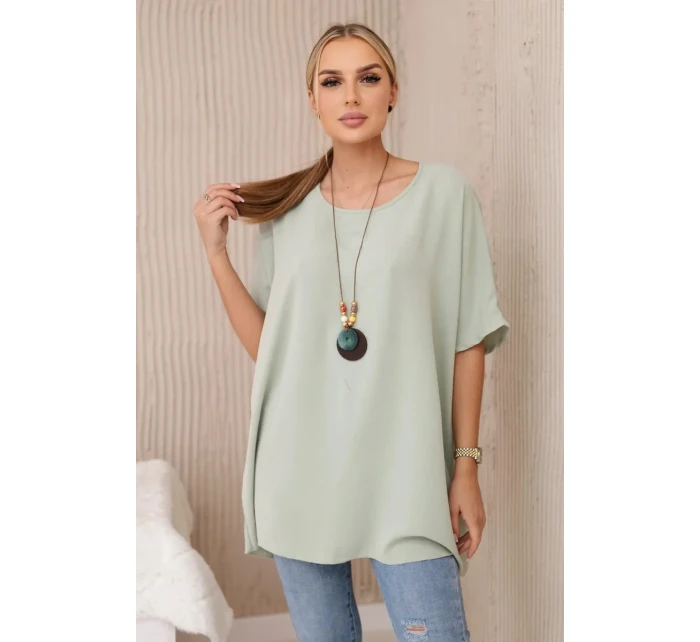 Nadrozmerná blúzka s príveskom mätovej farby Nadrozmerná blúzka s príveskom mätovej farby