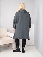 Dámská bavlněná mikina Plus Size s kapucí a pleteným prvkem grafitová Dámská bavlněná mikina Plus Size s kapucí a pleteným prvkem grafitová