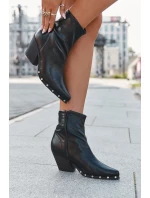 Dámské kožené boty na podpatku černé model 21709978 - Boto