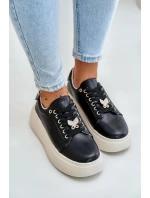 Dámske kožené tenisky na platforme s brošňou Vinceza Black