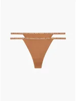 Dámske tangá 2pack QD3788E - W5K - Hnedá - Calvin Klein