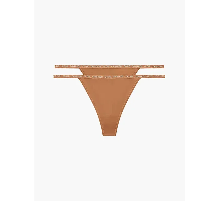 Dámske tangá 2pack QD3788E - W5K - Hnedá - Calvin Klein