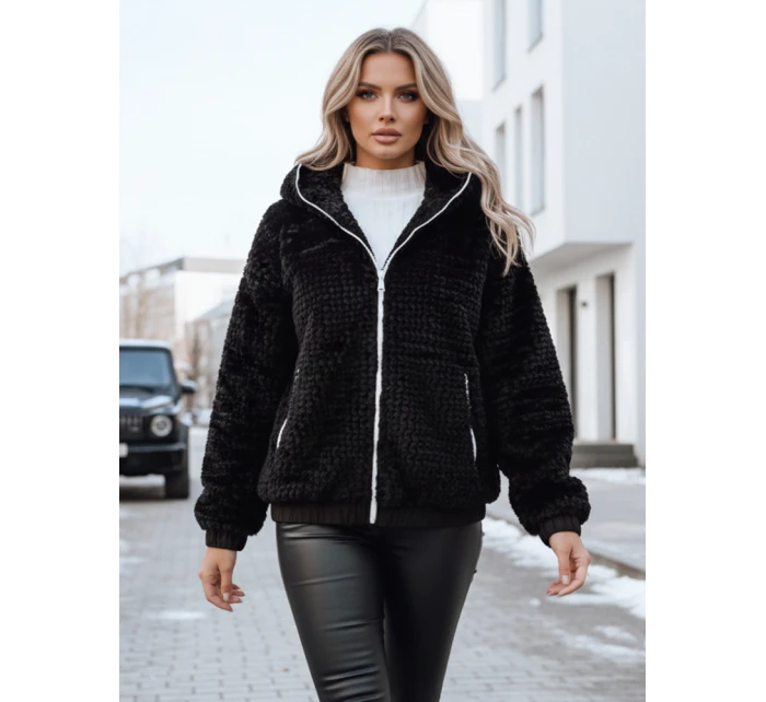 Dámská kožešinová bunda s kapucí černá Dstreet model 21993382 - FashionStreet