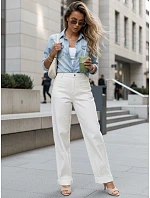 Dámske džínsy s vysokým pásom a širokými nohavicami krémové FashionStreet UY2938