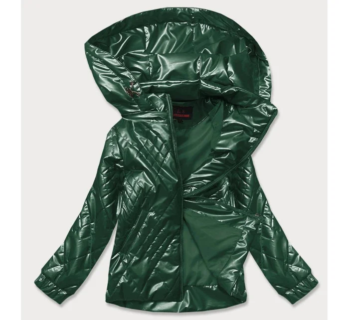 Lesklá zelená dámska bunda (2021-02)