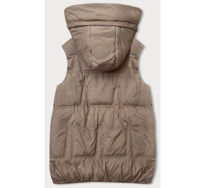 Béžová páperová dámska vesta (B8153-12)