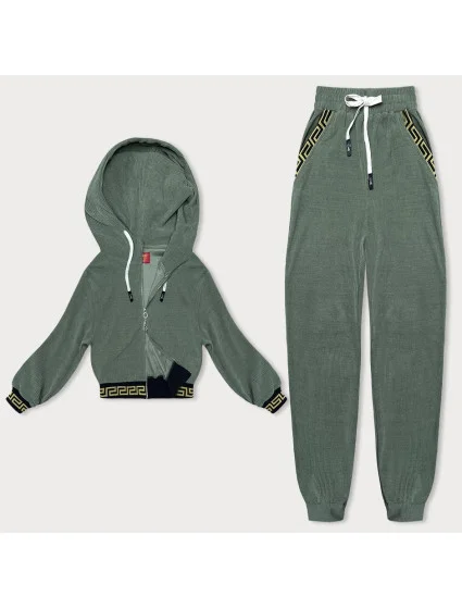 žebrovaný komplet v olivové barvě s ozdobnými stahovacími lemy model 18901875 - LHD žebrovaný komplet v olivové barvě s ozdobnými stahovacími lemy model 18901875 - LHD