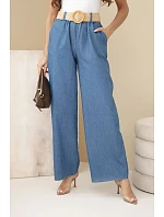 Dámske džínsy so širokými nohavicami a opaskom denim