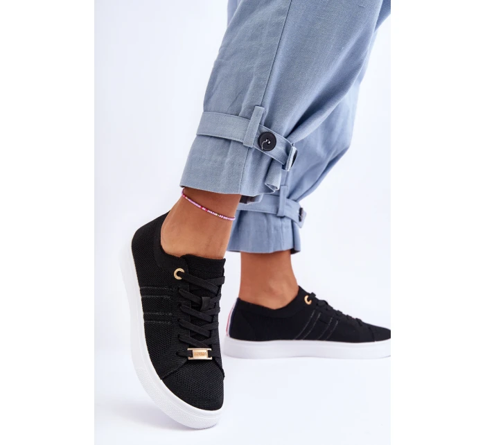 Damskie Sznurowane Trampki Czarne Etna Damskie Sznurowane Trampki Czarne Etna