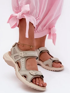 Kožené dámské sandály ve sportovním stylu Béžové model 22123205 - EVENTO