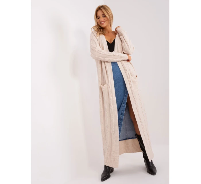 Kardigan AT SW model 18900693 jasny beżowy - FPrice Kardigan AT SW model 18900693 jasny beżowy - FPrice