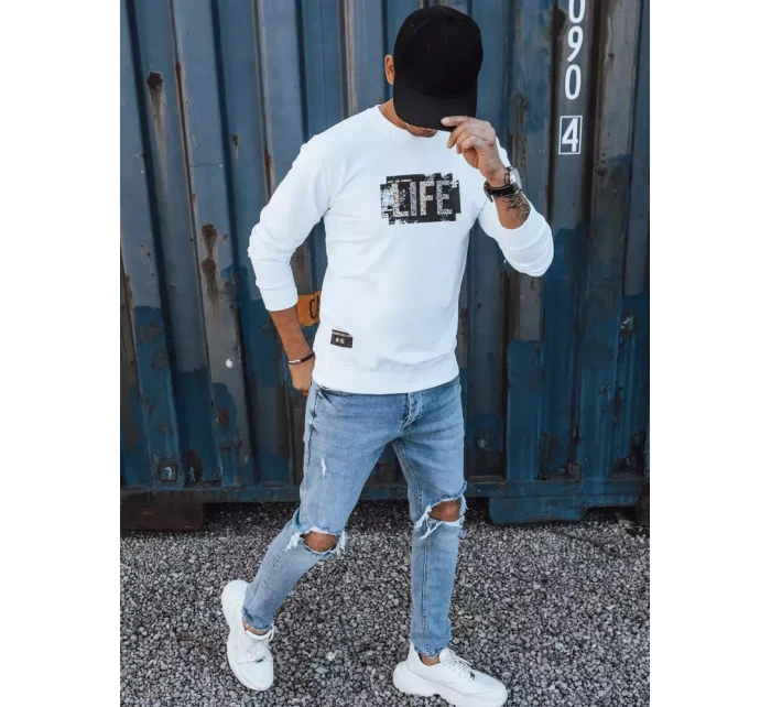 Pánská bílá mikina s potiskem Dstreet model 21966076 - FashionStreet