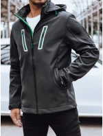 Pánska softshellová bunda s kapucňou tmavosivá FashionStreet TX4475
