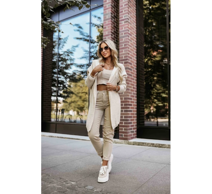 oversize svetr s kapucí a nášivkou béžový model 21382135 - numoco basic