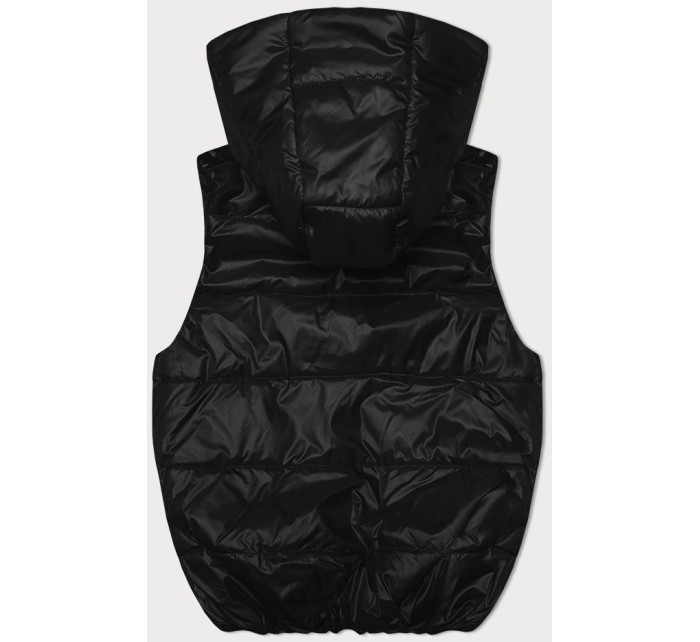 Čierna páperová vesta s odnímateľnou kapucňou (B8247-1)
