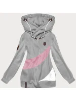 Sivá a ružová hrubšia dámska mikina s prúžkami (2302) Sivá a ružová hrubšia dámska mikina s prúžkami (2302)