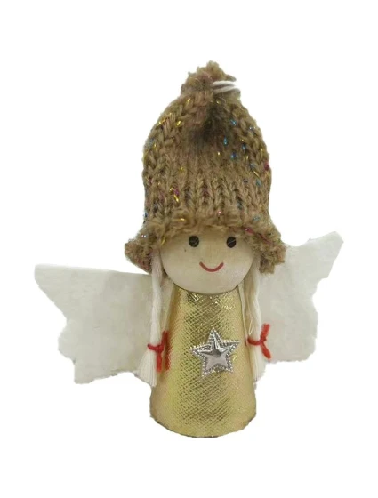 VIANOČNÝ PRÍVESOK ANJEL ZLATÝ 7CM