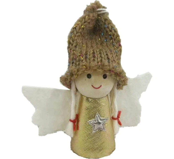 VIANOČNÝ PRÍVESOK ANJEL ZLATÝ 7CM