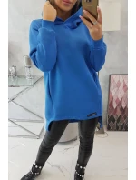 Zateplená halenka s delšími zády chrpově modrá Zateplená halenka s delšími zády chrpově modrá
