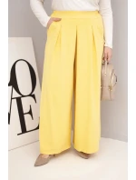 Dámske Plus veľkosť bavlnené nohavice so širokým strihom a voľným strihom žltá Dámske Plus veľkosť bavlnené nohavice so širokým strihom a voľným strihom žltá