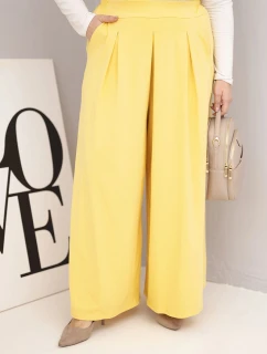 Dámské bavlněné kalhoty Plus Size s širokým střihem a volným střihem žluté