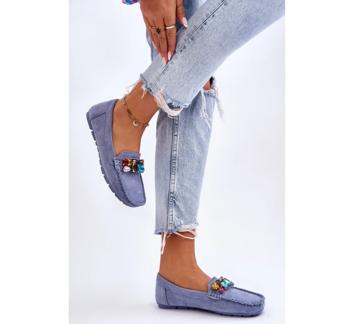 Dámské semišové mokasíny s krystaly Modre model 21612170 - EVENTO