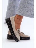 Lesklé Dámské Kozačky Kožené Na Platformě model 21660265 Zlaté - S.Barski