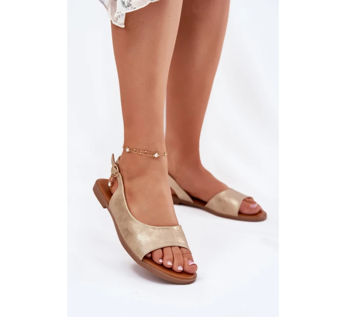 Dámské Sandály Na Plochém Podpatku Zlaté model 21698451 - EVENTO