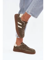 Sneakersy Damskie Zamszowe Na Platformie Ciemnozielone Sylviona