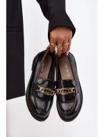 Lakované dámské mokasíny se zlatým ozdobným S   černé model 21713874 - D&A