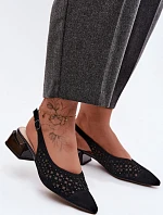 Kožené Semišové Dámské Sandály Otevřené S Síťkou Na Klíně D&A CR61-3004 Černé