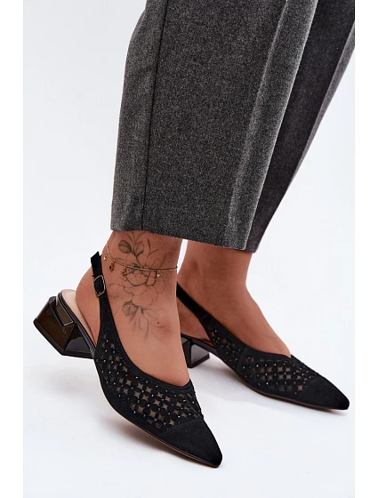 Kožené Semišové Dámské Sandály Otevřené S Síťkou Na Klíně D&A CR61-3004 Černé