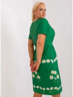 Dámské šaty plus size LK SK model 20965288 Zelená s potiskem - FPrice Dámské šaty plus size LK SK model 20965288 Zelená s potiskem - FPrice