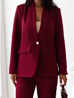 Elegantní dámský kostým – sako a kalhoty v barvě bordó, FashionStreet AY1246 Elegantní dámský kostým – sako a kalhoty v barvě bordó, FashionStreet AY1246