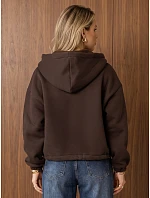 Dámska mikina s kapucňou, zapínaná na gombíky, zateplená, čokoládová, FashionStreet BY1577 Dámska mikina s kapucňou, zapínaná na gombíky, zateplená, čokoládová, FashionStreet BY1577