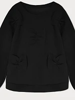 Dámska teplá mikina s mašľami čierna (23999)