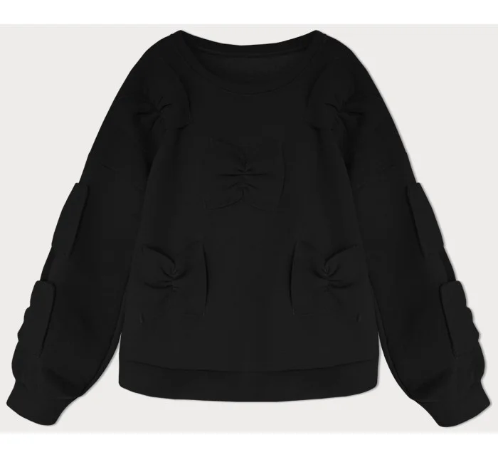 Černá teplá dámská mikina s mašlemi model 19742932 - MADE IN ITALY