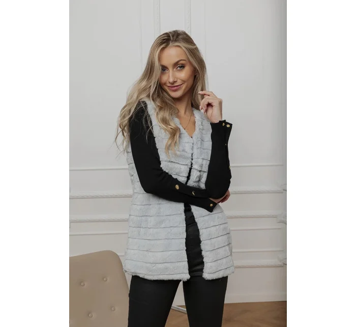 Kožušinová vesta svetlosivá (2114)